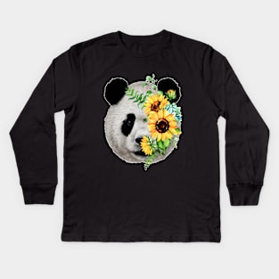 Panda Flower Lovely Cartoon Farm My Best Friend Daughter Kids Long Sleeve T-Shirt